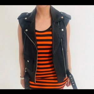 Black leather Maje Moro vest